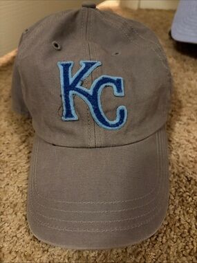 KC Embroidered Baseball Cap - Gray with Blue Accent
